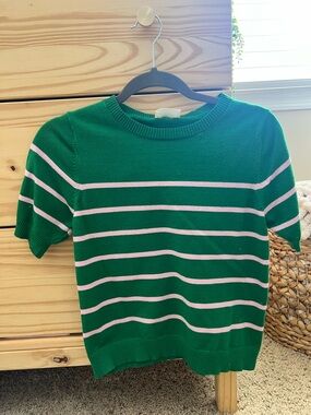 Green & Pink Striped Knit Top